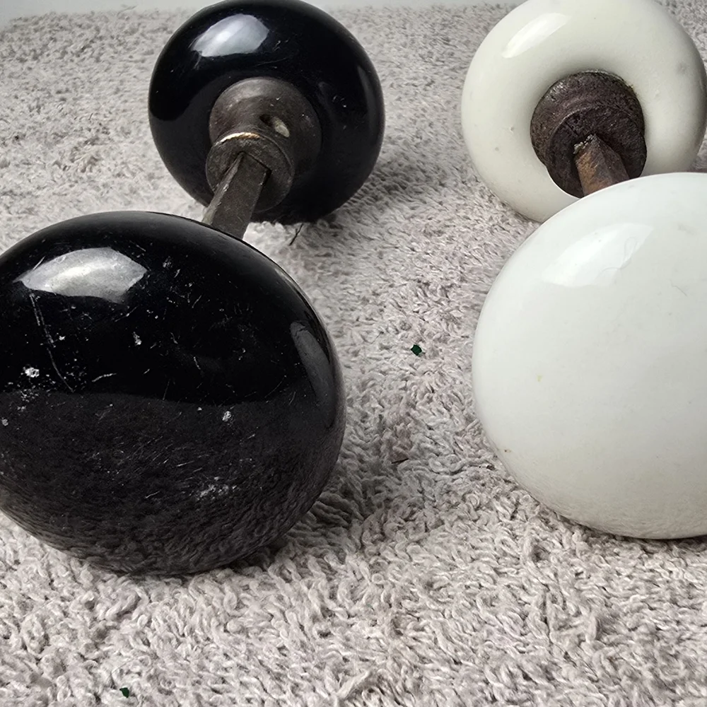 Vintage Black and White Door Knob Set
